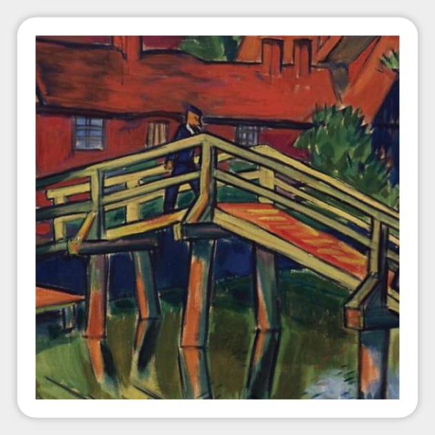 santa barbara art museum paintings the old bridge by Max Pechstein Sticker by QualityArtFirst